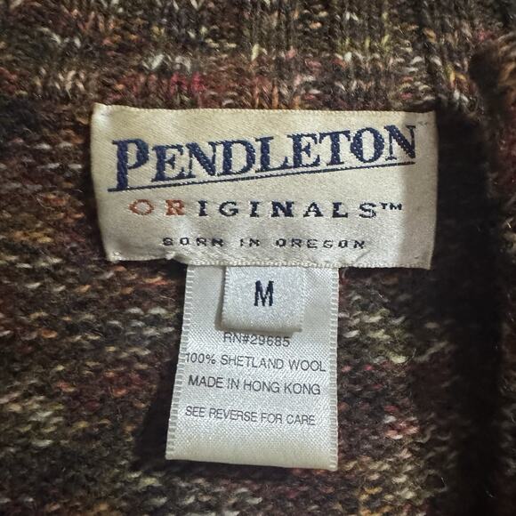 Pendleton Women Medium 100 Shetland Wool Multicolor Full Zip Cardigan - Picture 7 of 7